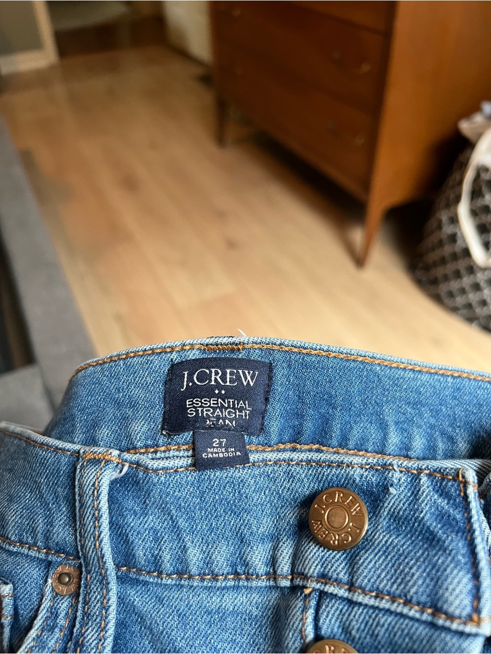 J. Crew Essential Straight Jeans in Medium Blue Denim